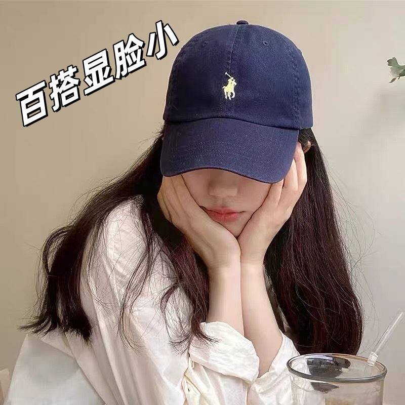 帽子男女款春季棒球帽软顶显脸小马标百搭灰色宽檐潮牌遮阳鸭舌帽