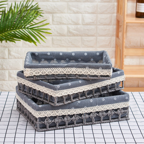 金柳藤编收纳筐茶几桌面储物筐