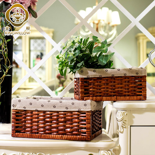 金柳藤编零食储物桌面收纳盒