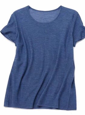 80支精纺羊绒薄款短袖简约圆领飞袖T恤 内蒙版