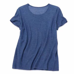 80支精纺羊绒薄款短袖简约圆领飞袖T恤 内蒙版