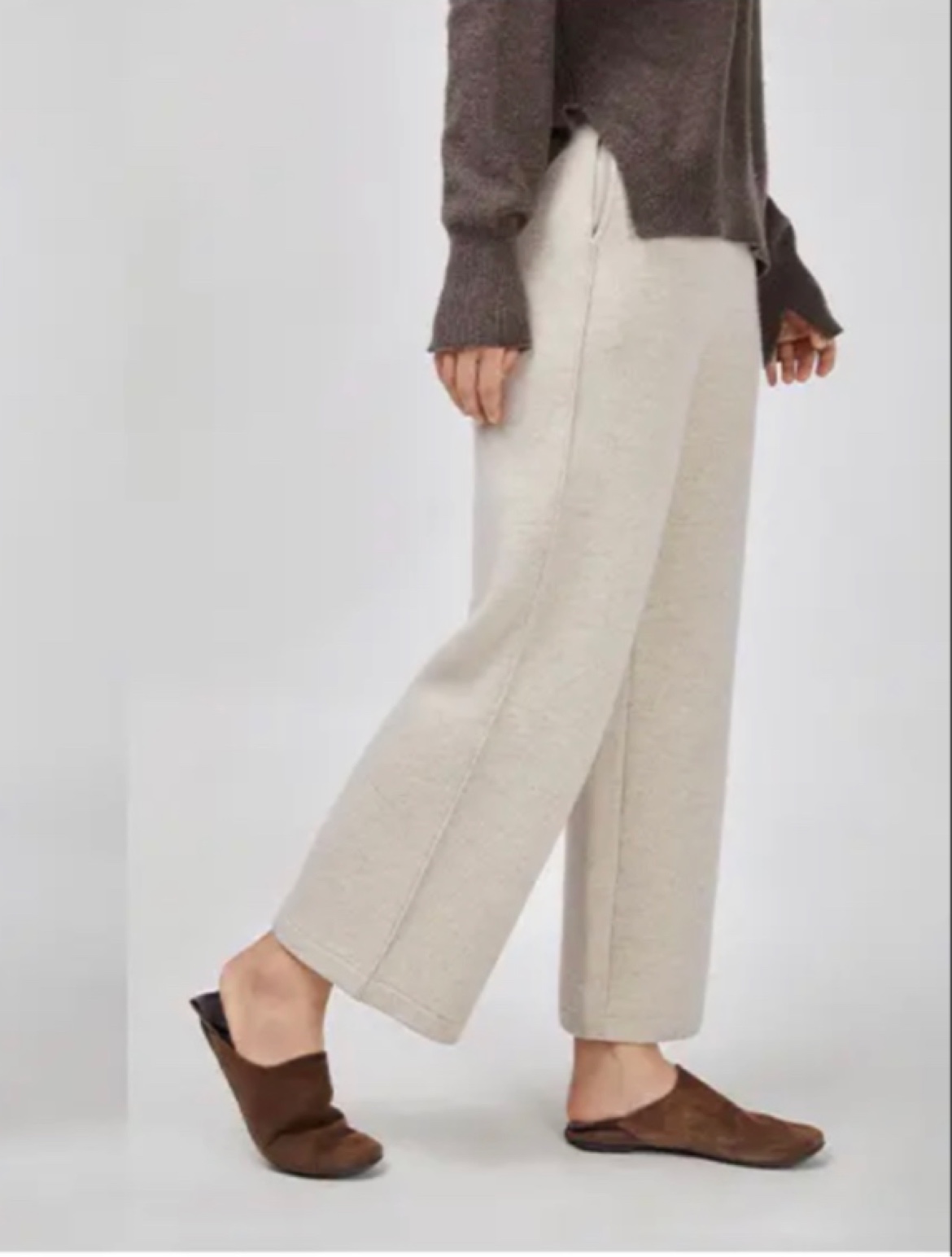 100%纯山羊绒行者云奶奶裤瓦~家同款女直筒休闲裤加厚空气层 显瘦