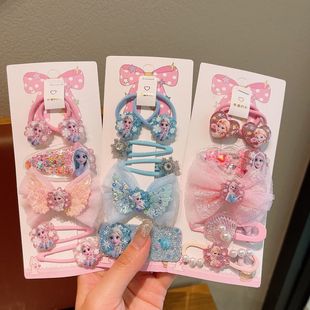 冰雪奇缘艾莎公主发夹儿童蝴蝶结头饰女童宝宝可爱甜美侧边刘海夹