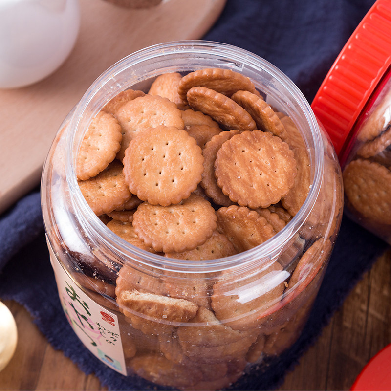 蔡文静推荐零食日本NOMURA野村米勒天日盐小圆饼咸味罐装470g大罐