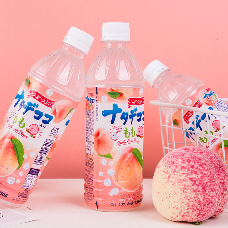 日本进口水蜜桃汁饮料椰果味图片