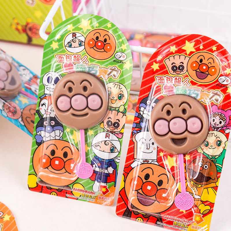 日本进口不二家面包超人巧克力棒棒糖果单棒哄娃儿童零食中文版