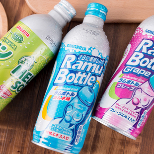 5瓶 日本sangaria三佳丽波子汽水三佳利碳酸饮料500ml 5瓶组合