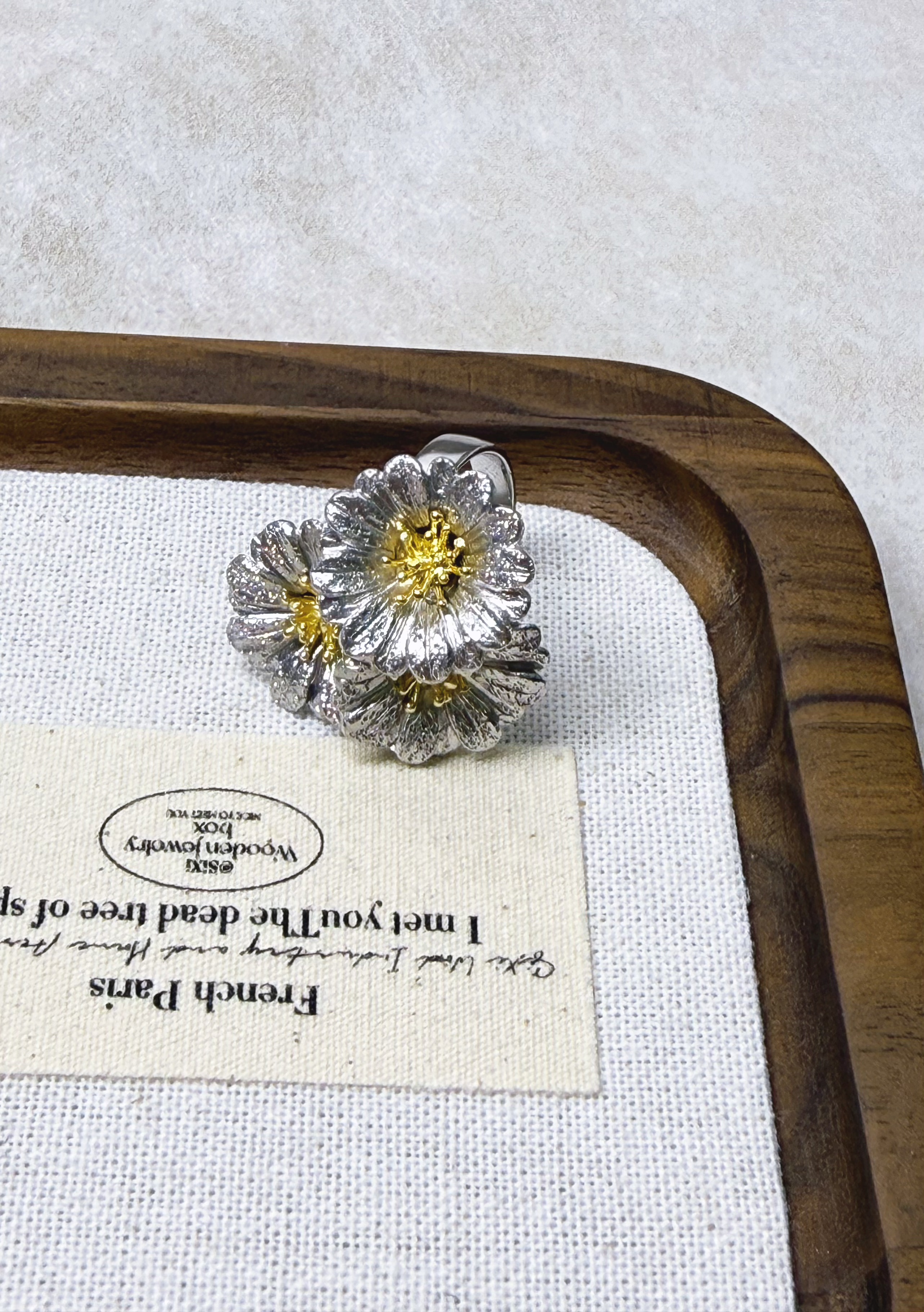 意大利进口 925银雏菊三花戒指 经典玛格丽特款 专柜品质A254