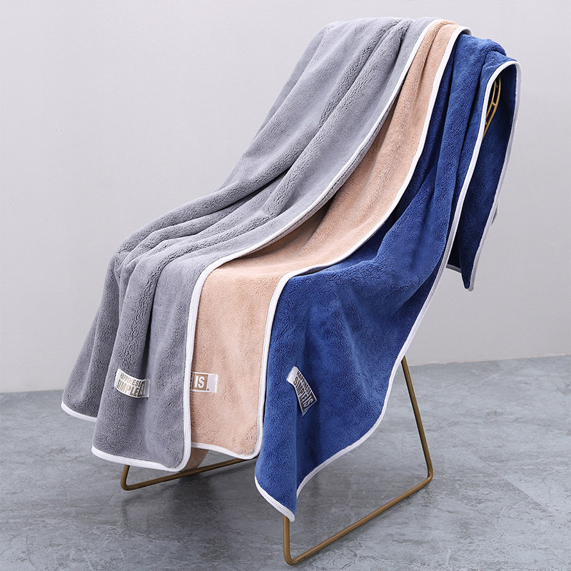 浴巾超厚吸水不掉毛男女家用大号洗澡毛巾纯色可裹大毛巾干发巾