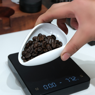 咖啡豆计量盘秤咖啡粉碟陶瓷量杯生豆称量盘熟豆接豆冷却盘子
