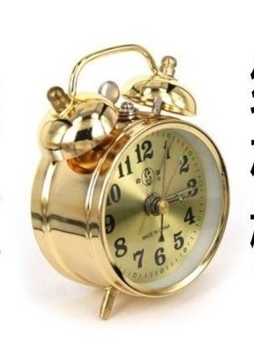 闹钟老式机械发条纯铜超大音量马蹄表复古怀旧创意手动上弦闹钟表