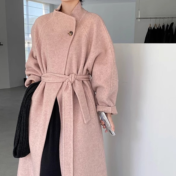 100%双面羊毛大衣女中长款呢外套