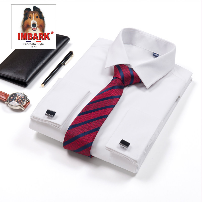 加肥加大码长袖衬衫男士宽松版胖子肥佬结婚婚礼礼服法式袖扣衬衣