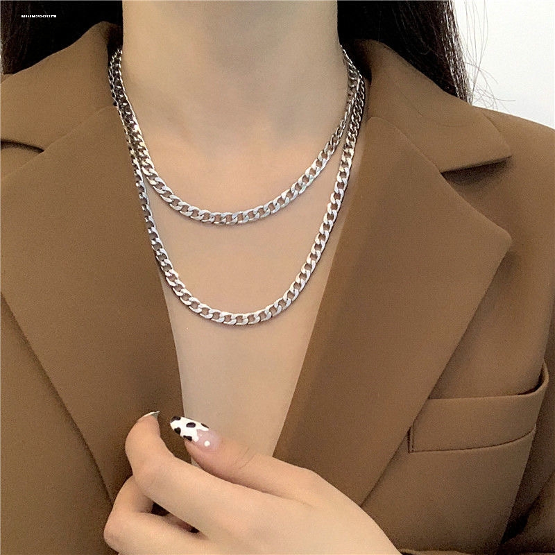 钛钢古巴项链男女款锁骨链潮牌欧美hiphop时尚嘻哈链子配饰不掉色