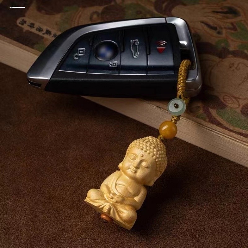 黄杨木如来吊坠宝宝佛手工链挂饰高档木质佛像汽车钥匙扣男女挂件