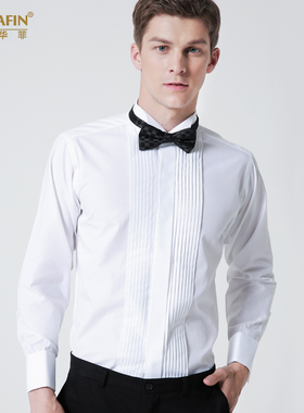 男士礼服法式衬衫领结衬衫燕子领宴会新郎伴郎结婚衬衣大合唱演出