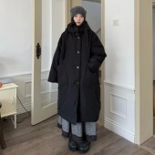 陆与山屿 棉衣棉服 加厚外套黑色中长款 延续款 小个子大口袋阔版