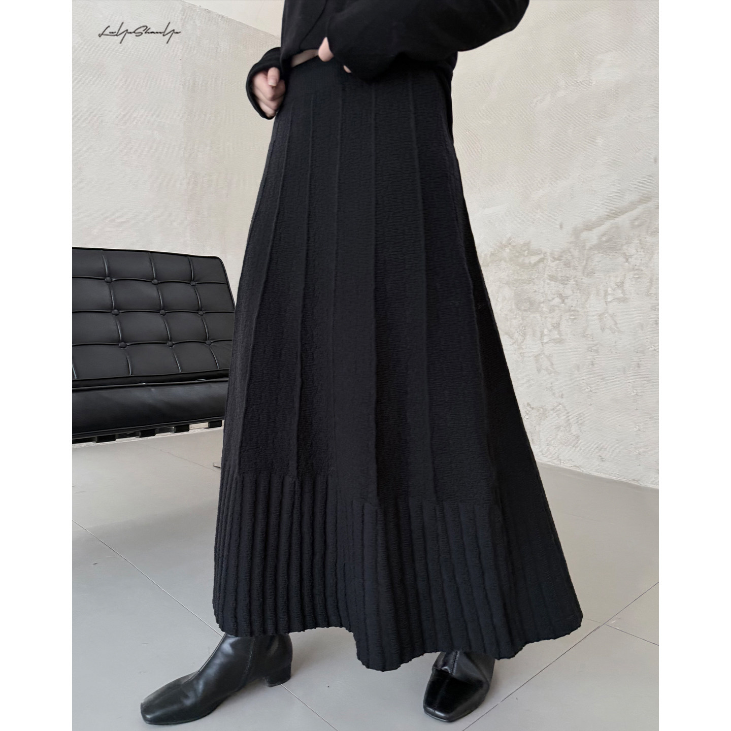 陆与山屿【麋鹿】针织毛线百褶大摆坑条半身裙超好看冬装A字裙子,女装/女士精品,半身裙,淘宝优惠券,粉丝福利购,淘宝优惠卷