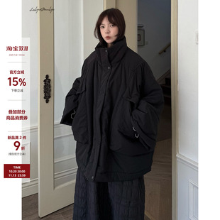 陆与山屿超大版型加厚山本暗黑冬季棉衣女两侧大口袋花苞棉服外套
