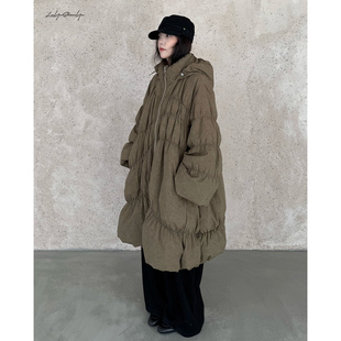 陆与山屿【流淌】冬季外套小众设计扎染厚实90白鸭绒中长款羽绒服