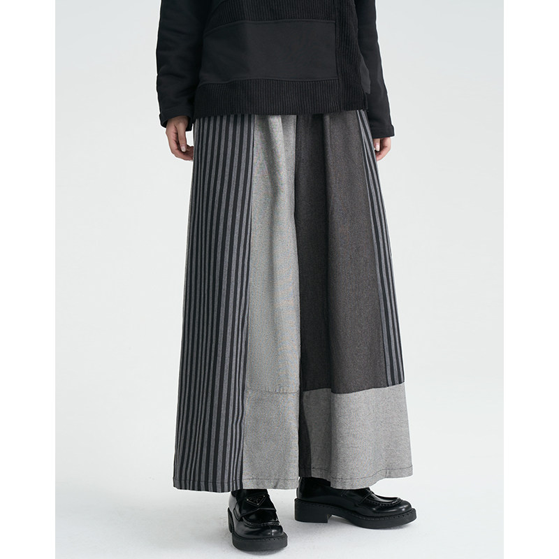 陆与山屿设计感小众拼接面料山本暗黑牛仔休闲裤女士阔腿直筒长裤 - 陆与山屿出品