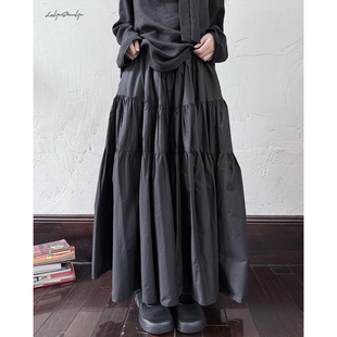 陆与山屿 超大裙摆重工有内衬用料5米层次蛋糕百褶半身裙 廓版