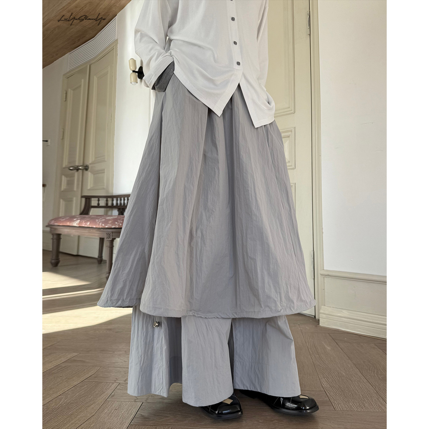 陆与山屿工装假两件侧边抽绳宽松版型裙裤,女装/女士精品,裙裤,淘宝优惠券,粉丝福利购,淘宝优惠卷