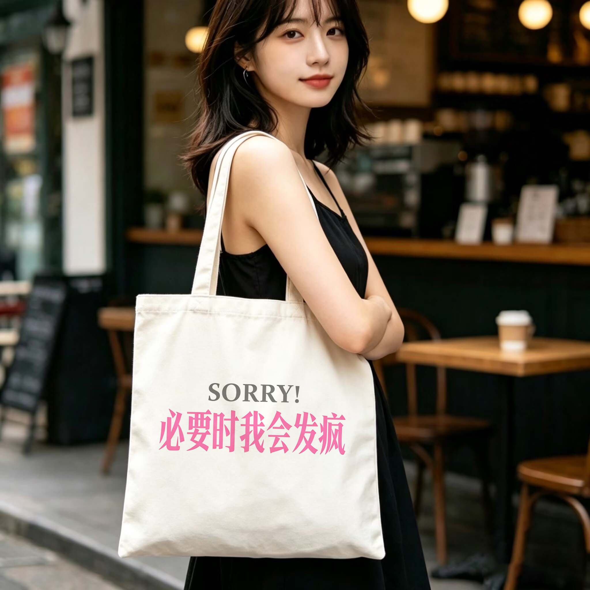 趣味通勤大容量百搭帆布单肩包