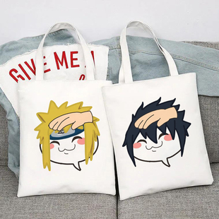 火影忍者手游摸头表情包帆布袋爆款单肩包男女手提袋收纳书包学生