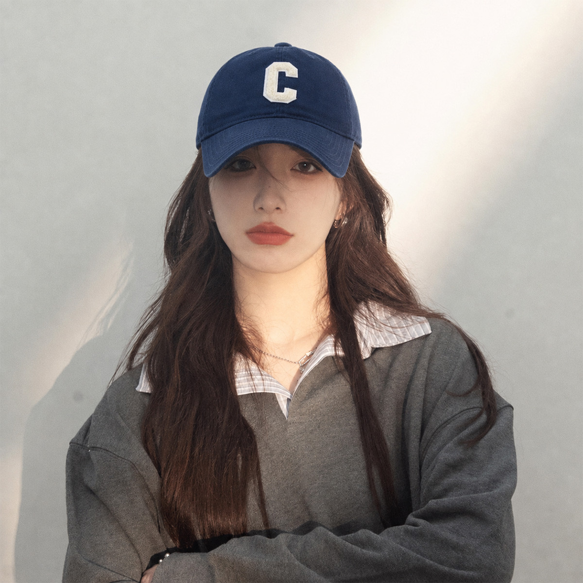 帽子女春秋时尚棒球帽遮阳帽百搭鸭舌帽宽帽檐显脸小运动帽可调节