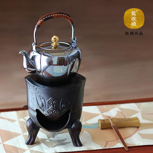 台湾莺歌烧静音电陶炉煮茶家用茶炉台式复古兽面炉