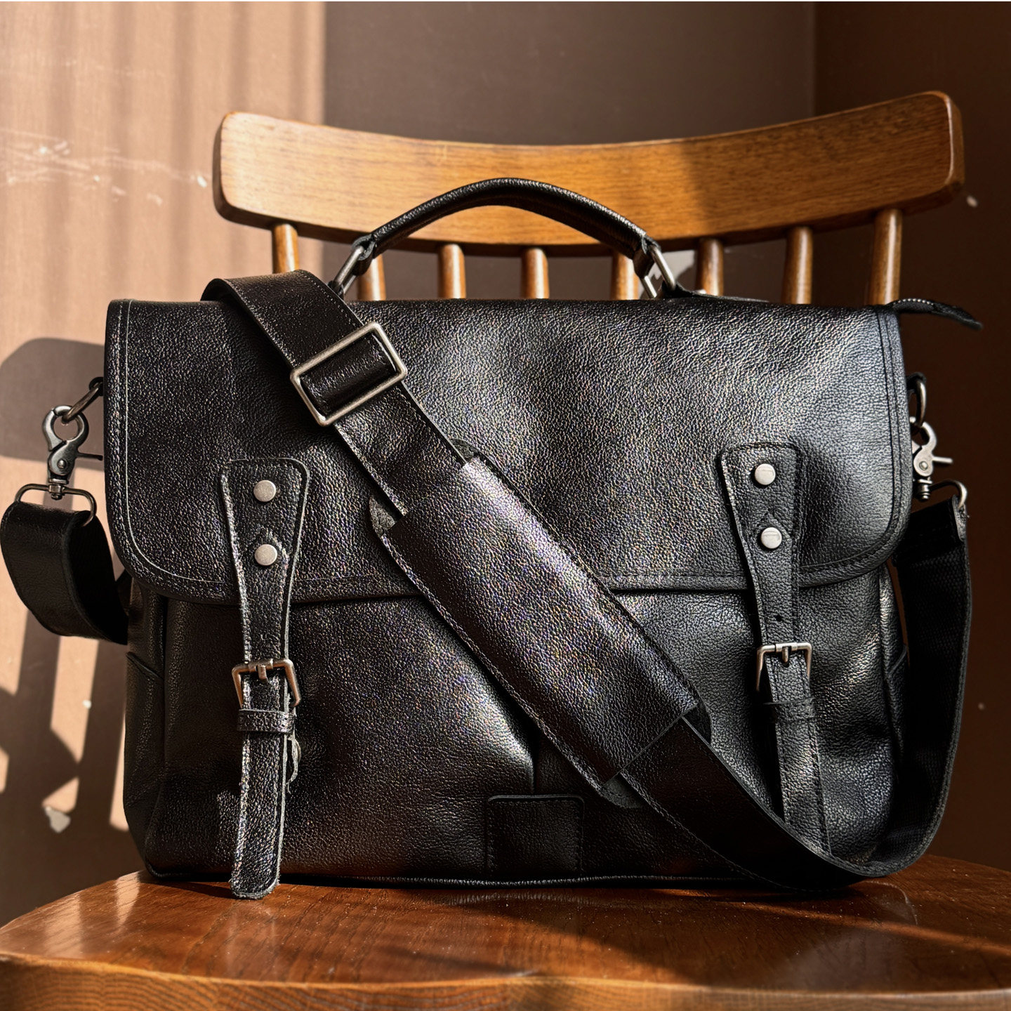 麦为商务休闲真皮手提包横款公文包男包头层牛皮单肩斜挎包电脑包