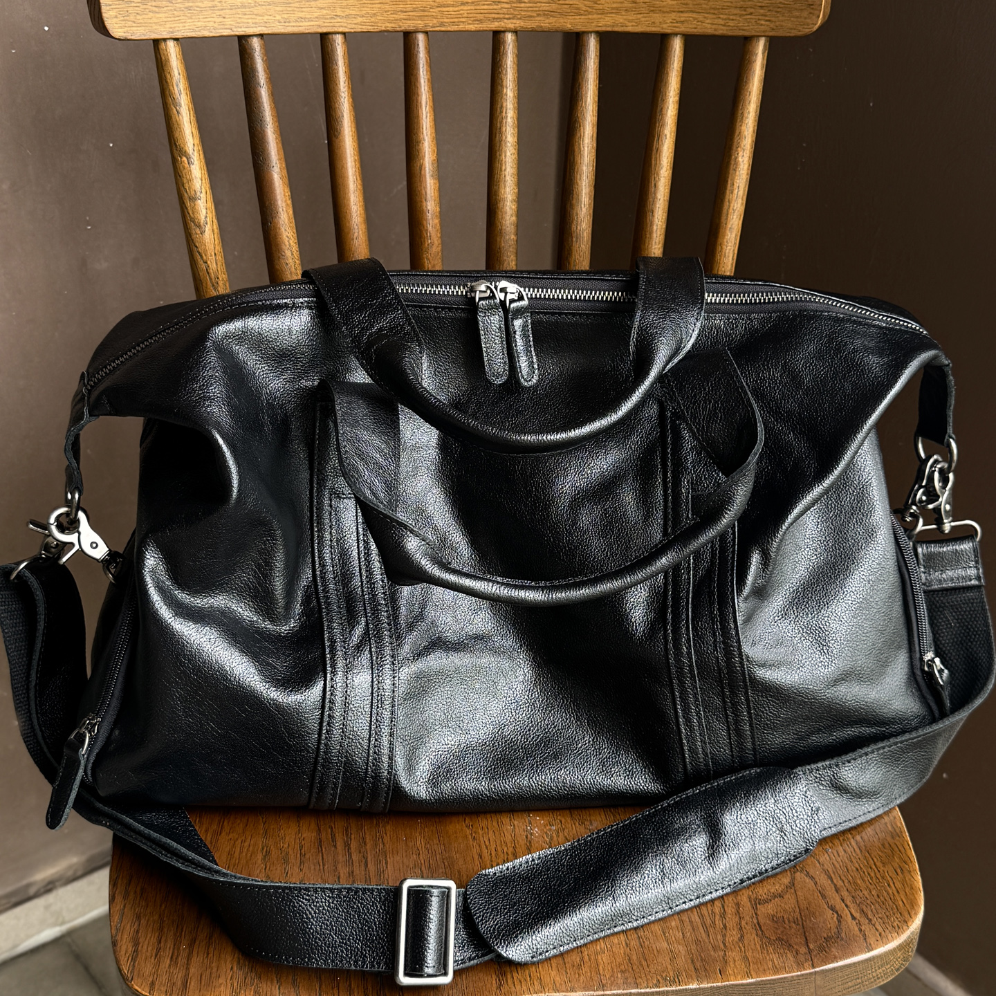 麦为商务休闲真皮手提包欧美男头层牛皮单肩包旅行包大容量行李包