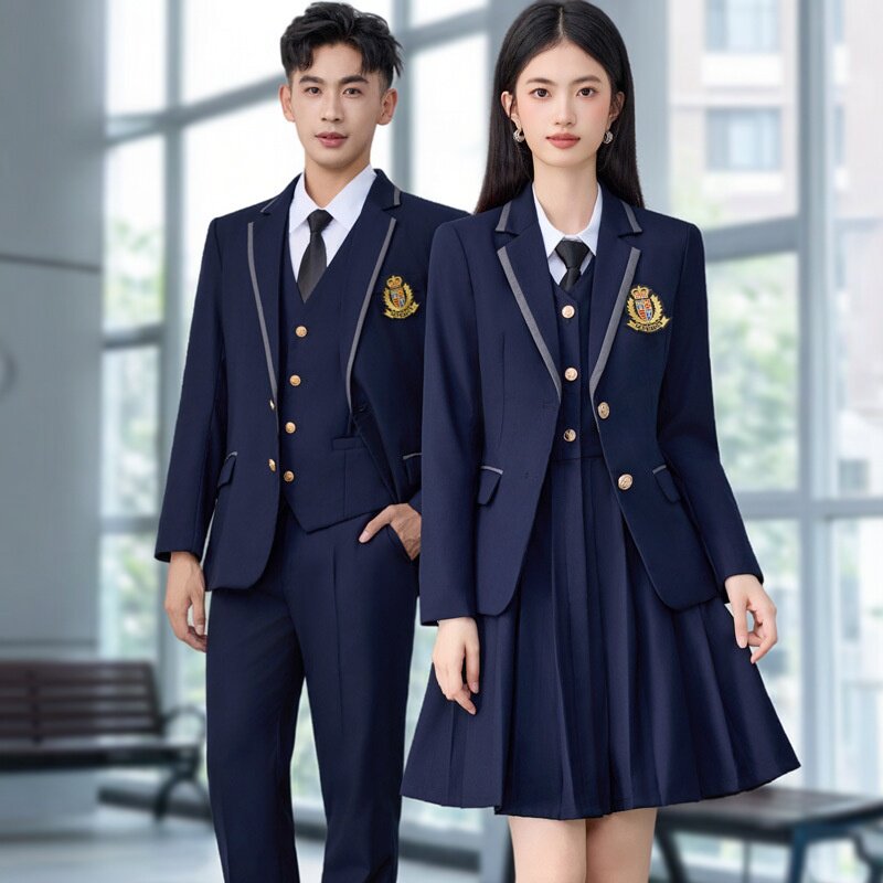 学院风套装女2026新款春秋季小个子男女同款校园西服穿搭制服套装