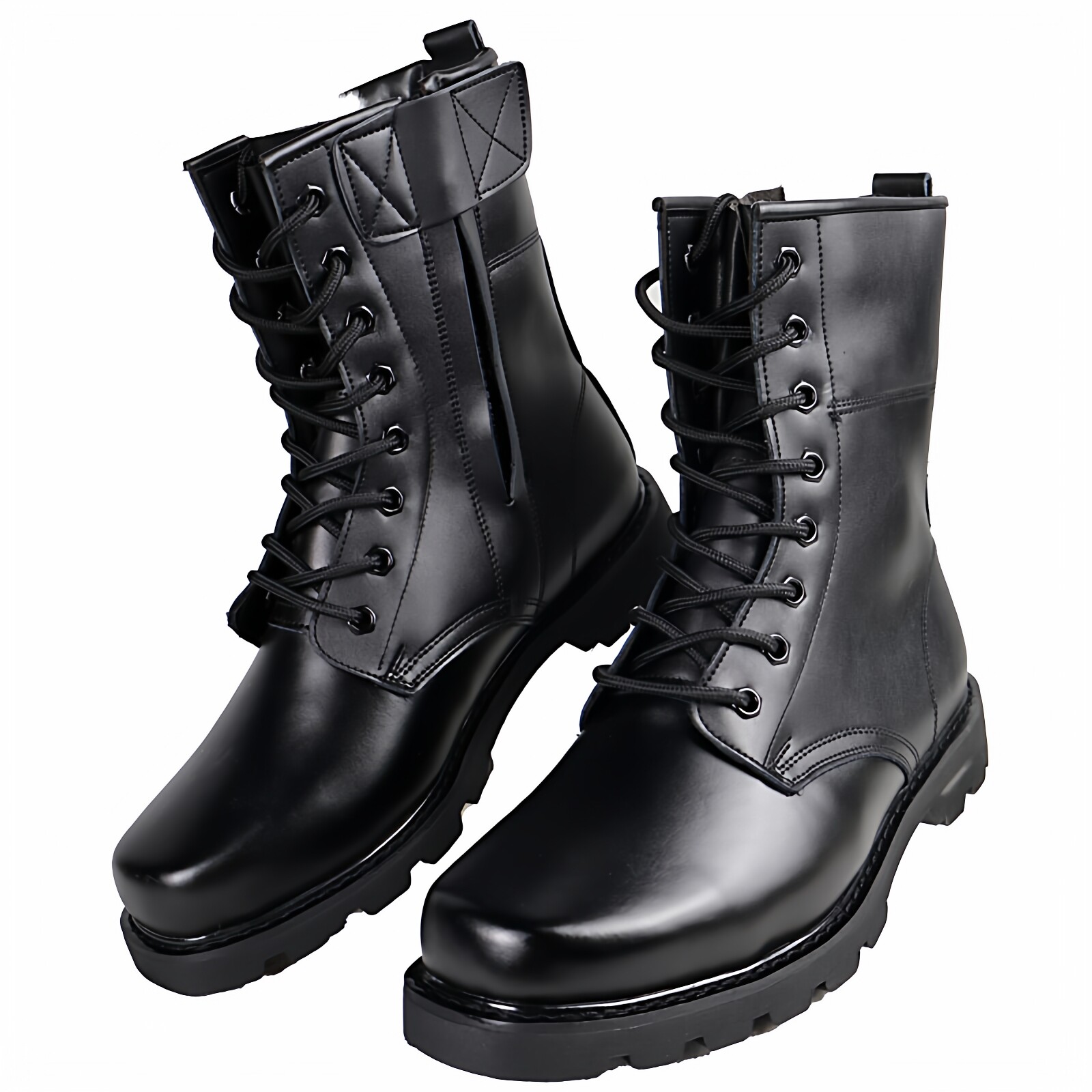 春夏季高帮真皮作战靴男女款特种兵战术靴防滑耐磨羊毛防寒马丁靴