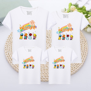 一起向未来幼儿园亲子装一家三口纯棉t恤全家庭装短袖运动会班服