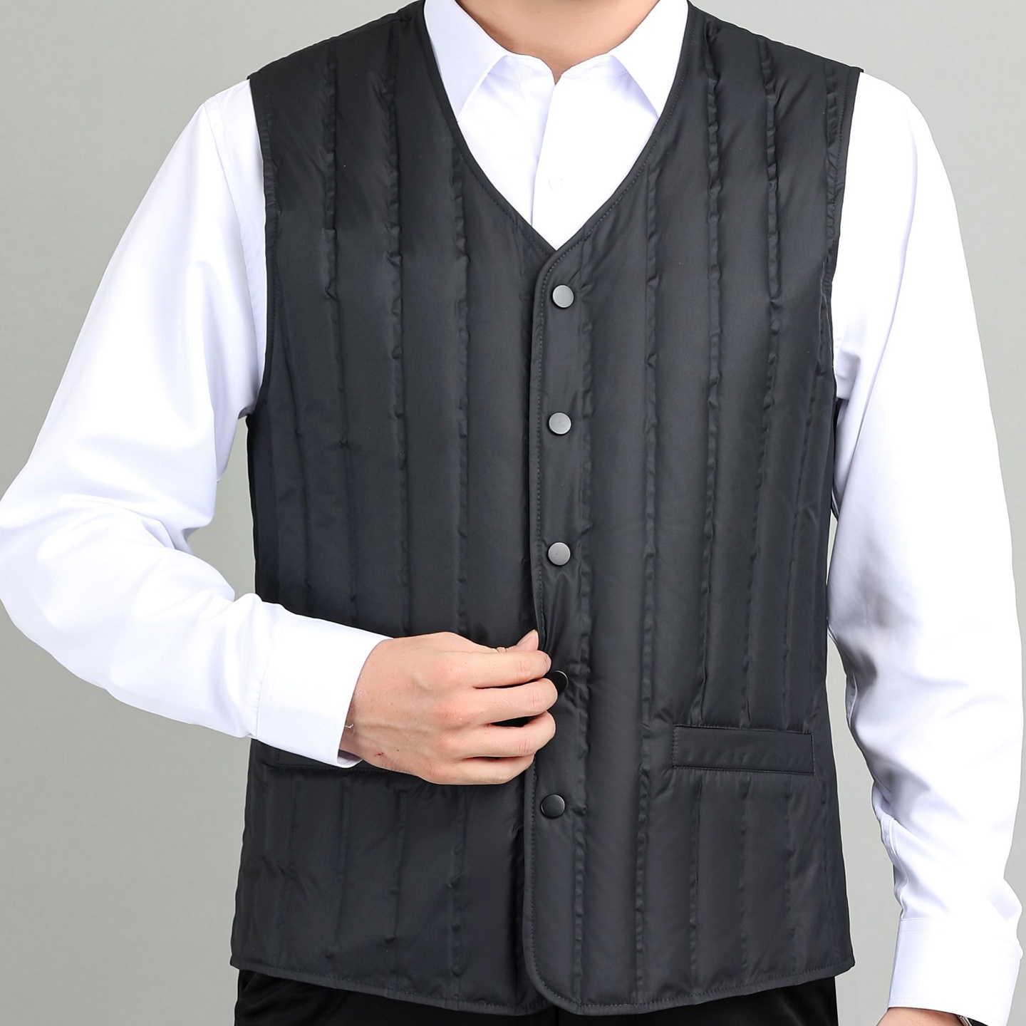 秋冬季羽绒马甲男内穿中老年鸭绒背心爸爸装保暖老人坎肩内胆马夹