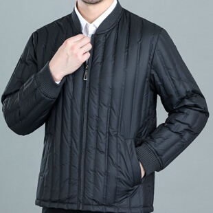 男羽绒服内胆上衣中老年爸爸装轻薄白鸭绒棉服老人保暖内衣加大码