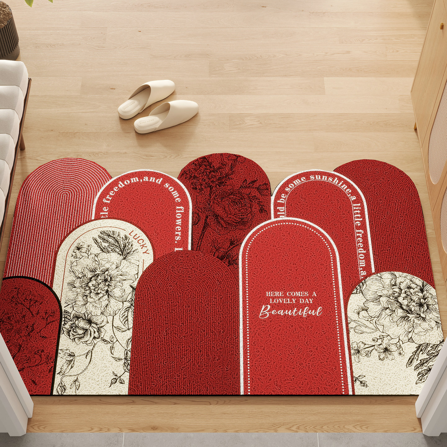 入户门地垫丝圈进门地毯大门口垫子除尘垫防滑好打理喜庆进户门垫