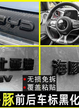 21-25款比亚迪ev海豚专用前车标后字母黑化改装车标黑色装饰贴标