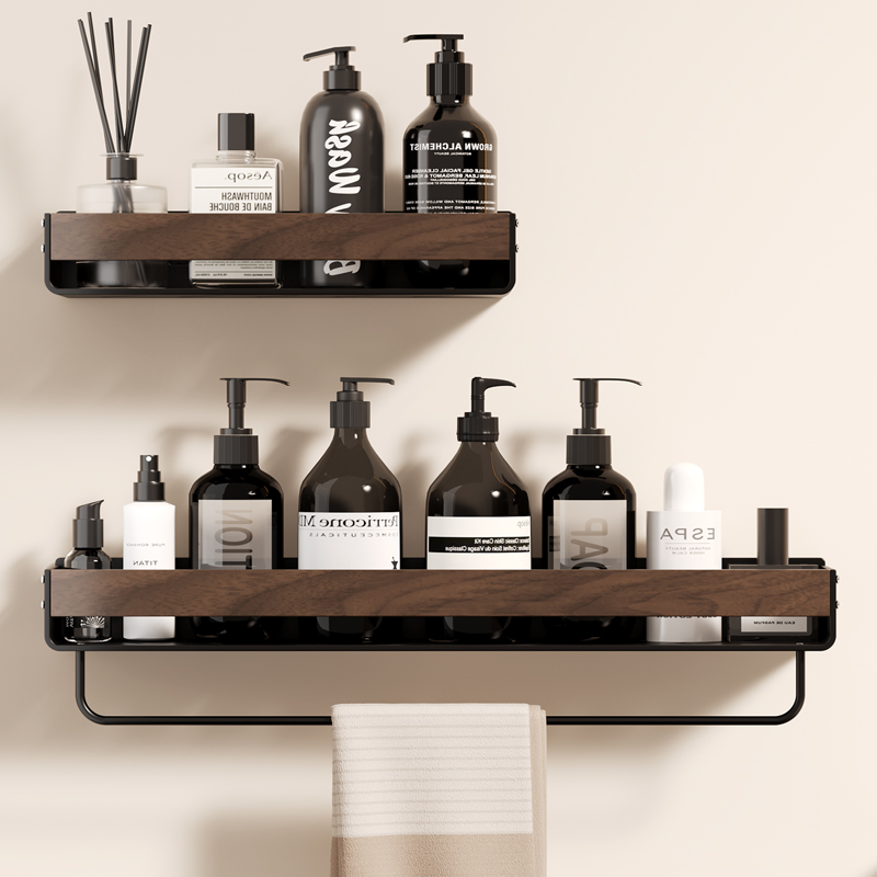中古风木纹浴室置物架壁挂式