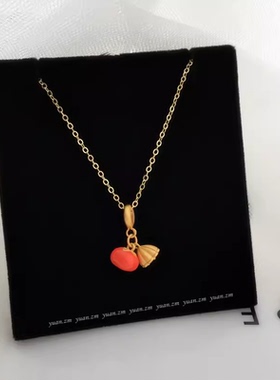 好柿连连s925纯银柿子莲蓬项链复古小巧精致锁骨链小众定制礼物