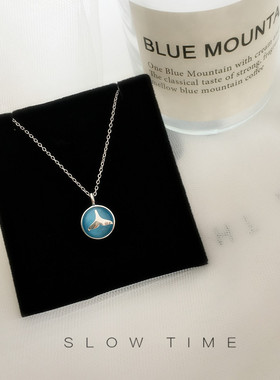 梦幻蓝色圆形森系轻奢礼物锁骨链