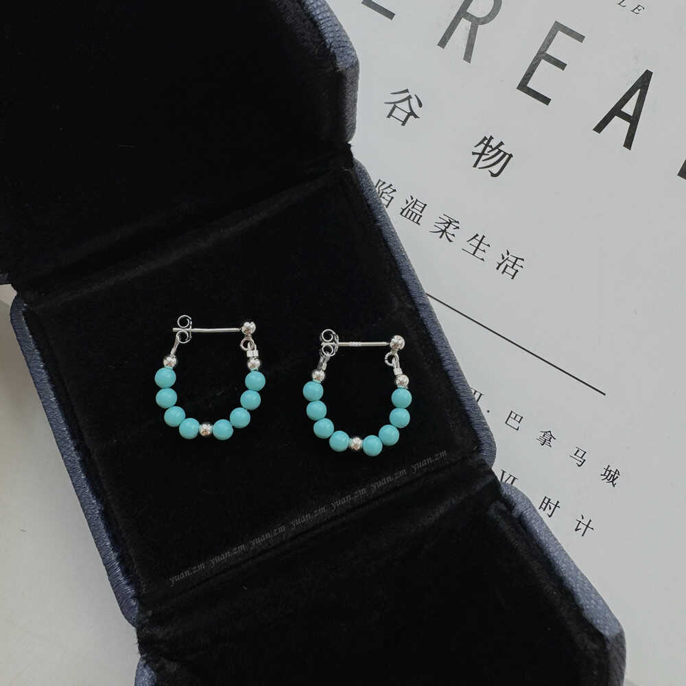手工定制绿松石s925纯银耳环耳环