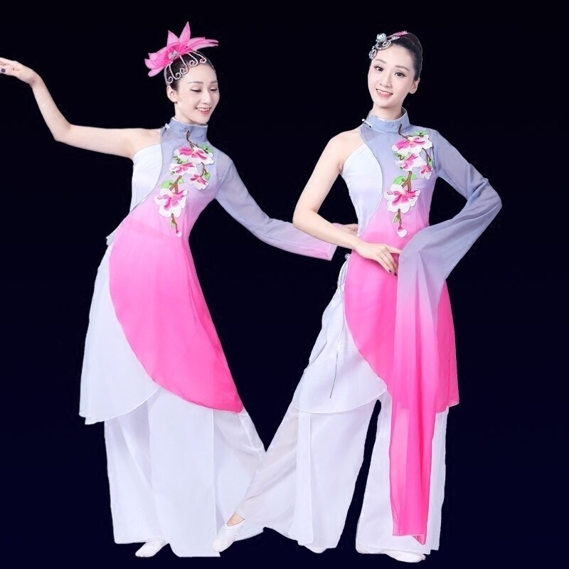 古典舞演出服女新款中国风秧歌服伞舞扇子舞孙科粉墨舞蹈服右水袖