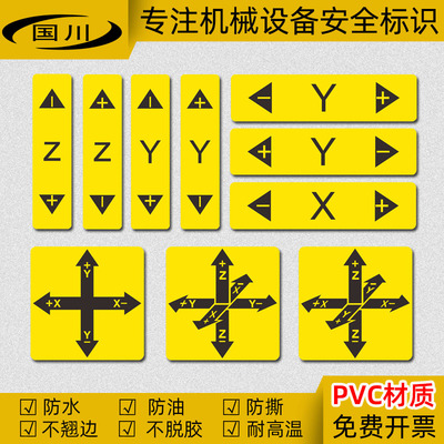 主轴旋转xyz方向车床标志不干胶