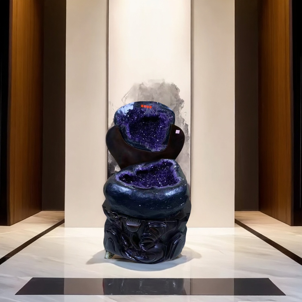 天然紫水晶聚宝盆玄关大型摆件