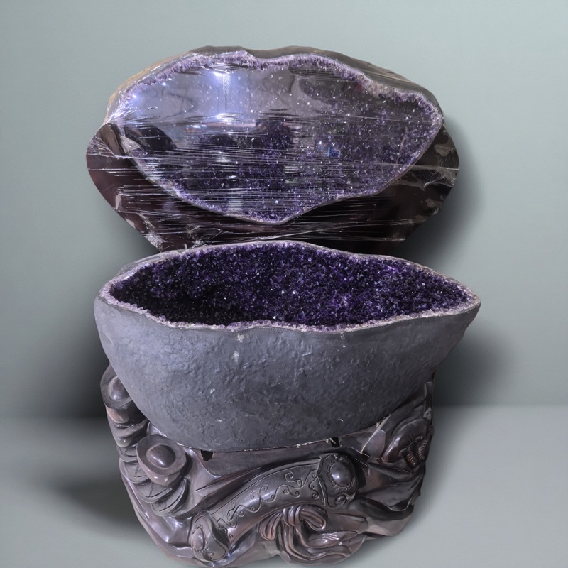 天然紫水晶聚宝盆玄关摆件大型