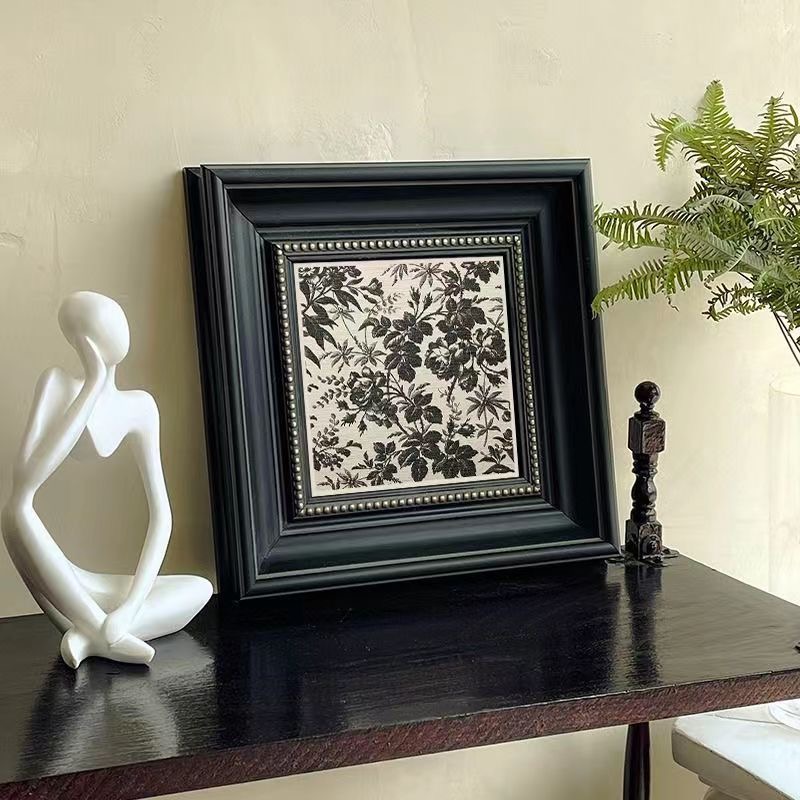 法式复古装饰画中古风餐厅高级挂画伊甸园黑框画卧室床头小众壁画图片