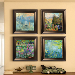 客厅卧室走廊入户油画 挂画法式 莫奈日出印象装 饰画餐厅复古欧式